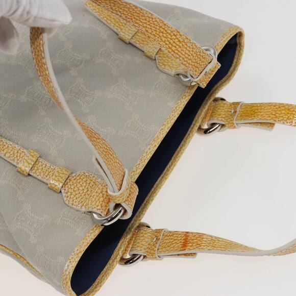 CELINE Macadam Canvas Tote Bag Yellow Light Blue - Picture 6 of 13